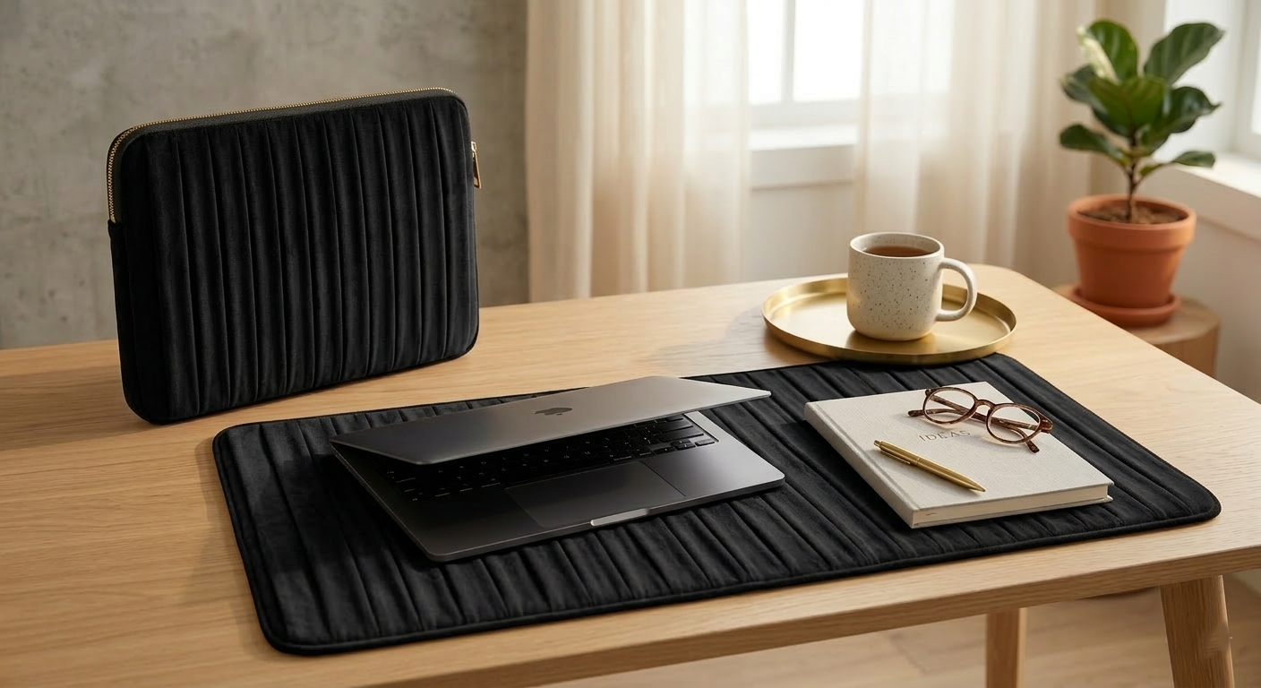 Velvet Laptop Sleeve & Desk Mat Set